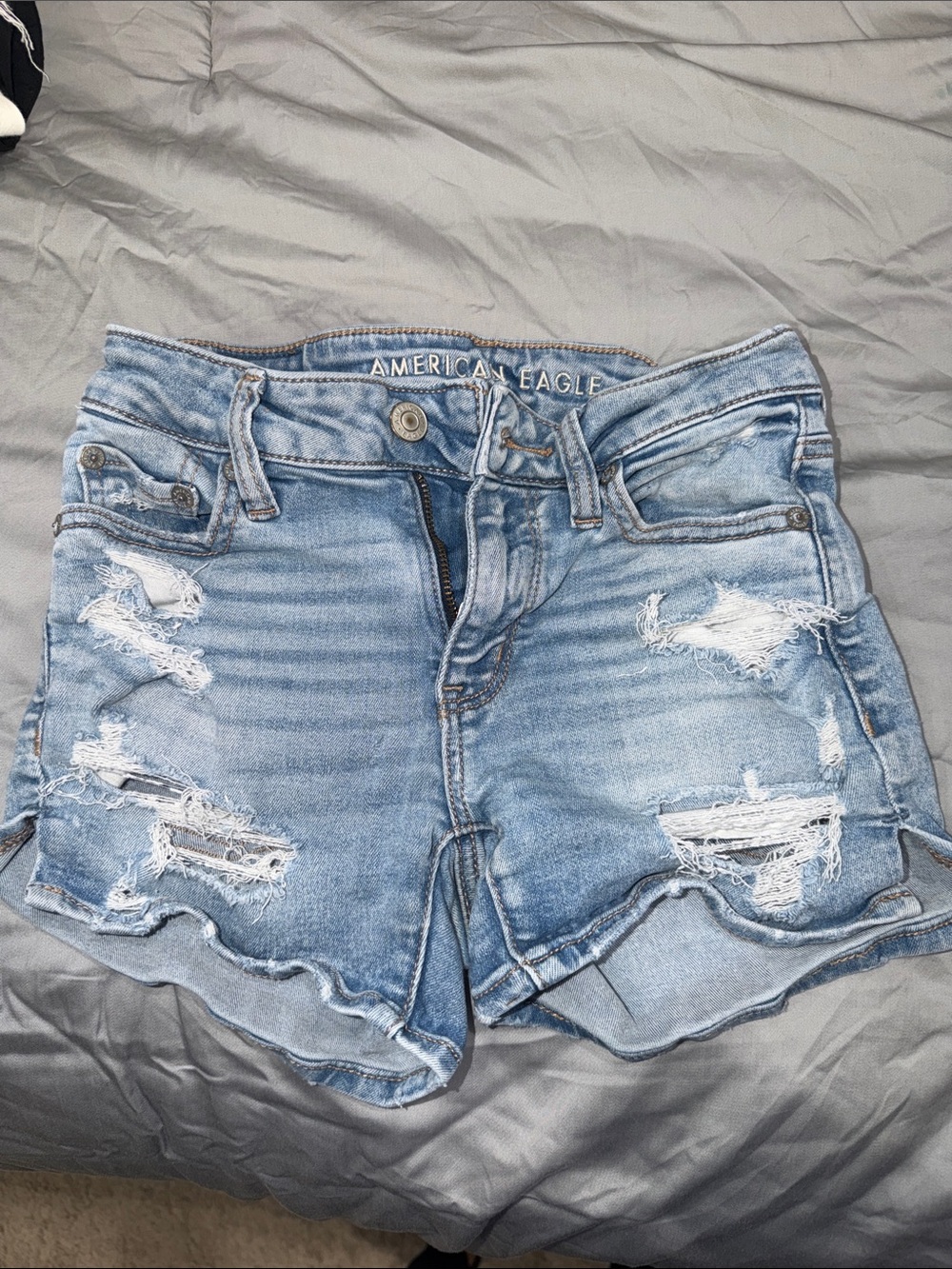 American Eagle Outfitters Light Blue Distressed Denim Cutoff Shorts